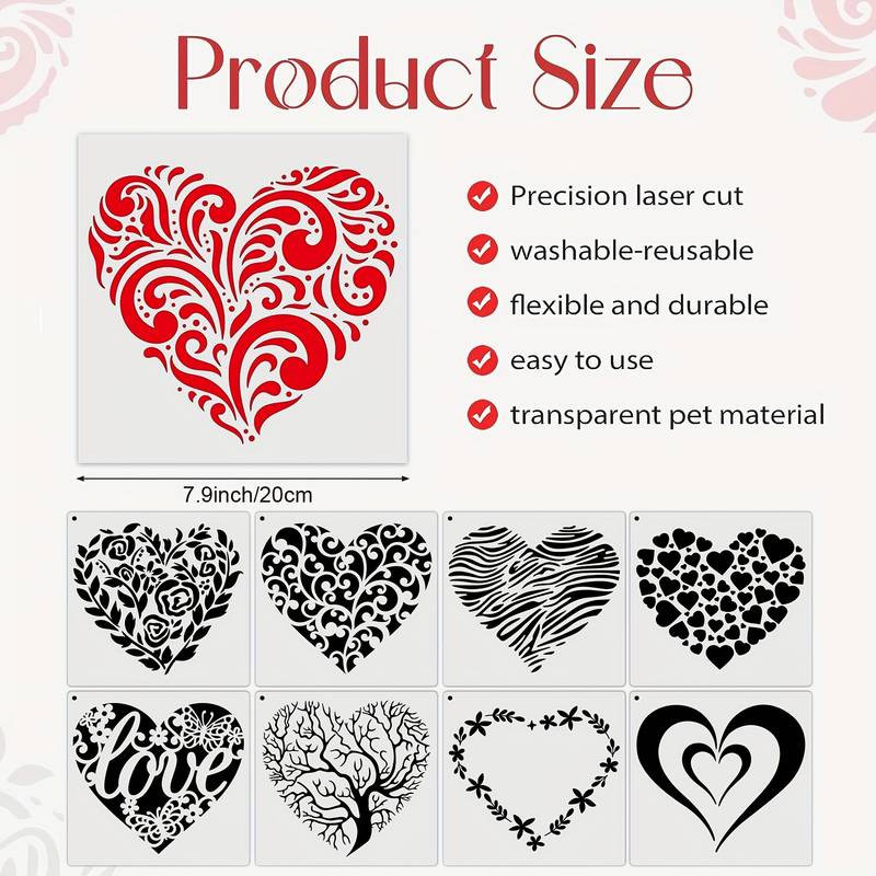 Heart Stencil For Painting Reusable Decorative Heart Stencil - Temu